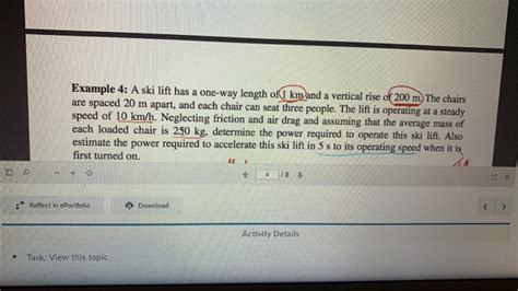 Solved Example A Ski Lift Has A One Way Length Of Km Chegg