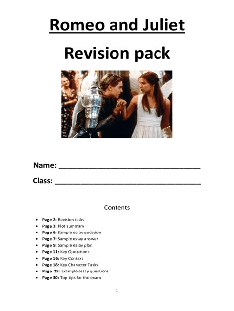 Fillable Online Romeo And Juliet Revision Pack Fax Email Print PdfFiller