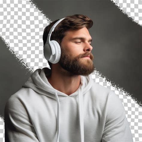 Premium Psd A Man Wearing Headphones With The Word Headphones On It