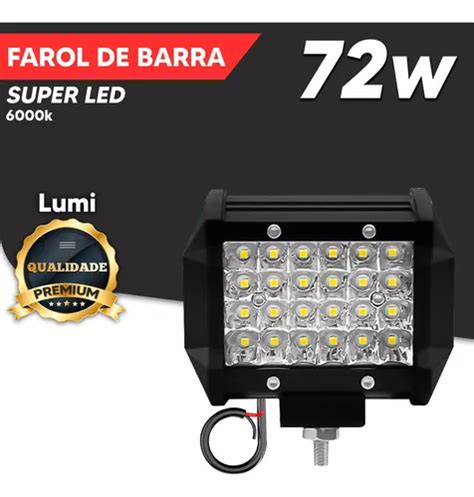 Farol De Milha Led Auxilar 7d 72w 9 60v Moto Off Road 6000k