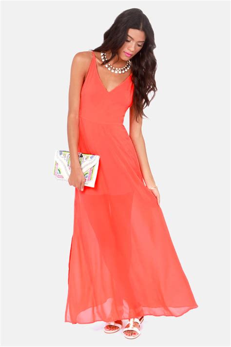 Sexy Neon Orange Dress Maxi Dress Backless Dress 44 00