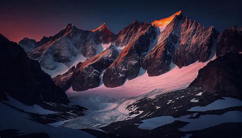 Paisaje Monta Oso De Gran Altitud Al Amanecer Con La Primera Luz