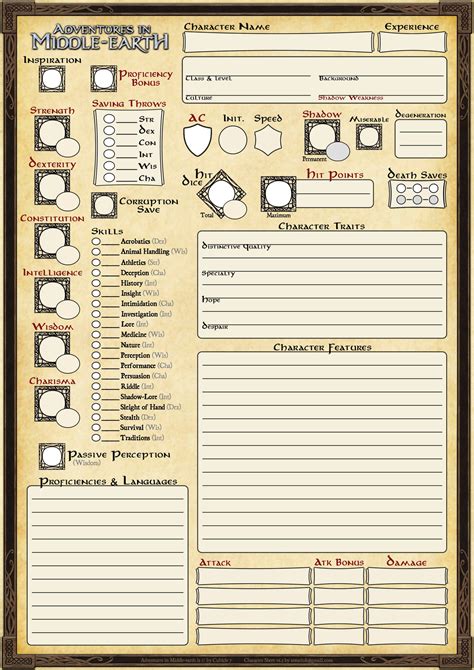 Dnd 5e Character Sheet Color