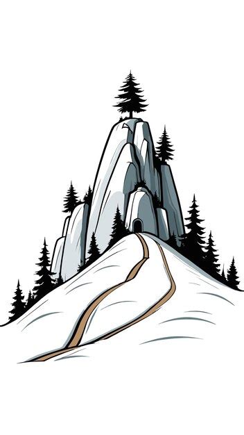 Premium Vector | Hill landscape drawing cartoon artwork vector