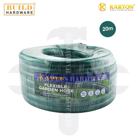 KARYON 15m 20m X 2 5mm Reinforced PVC Flexible Garden Hose Green Getah