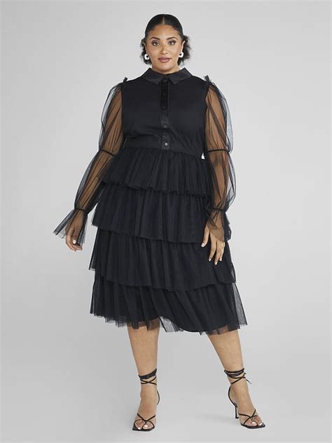 Fashion To Figure Plus Size Evan Tiered Tulle Dress Ftf Lab 010