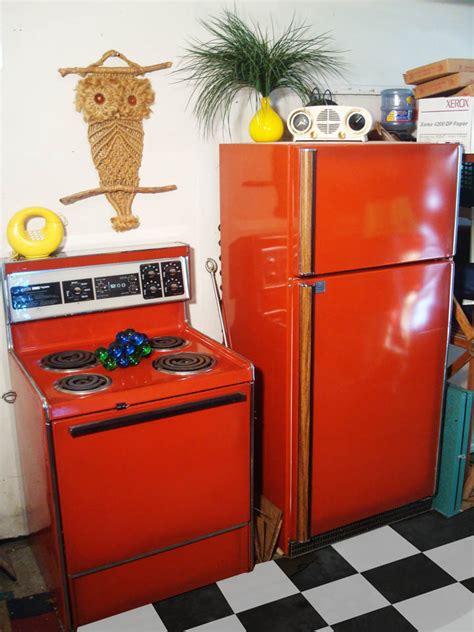 Rare Poppy Red Stove And Refrigerator Original Colors From Frigidaire