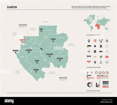 Mapa De Vectores De Gabón Alta País Detallado Mapa Con División Las