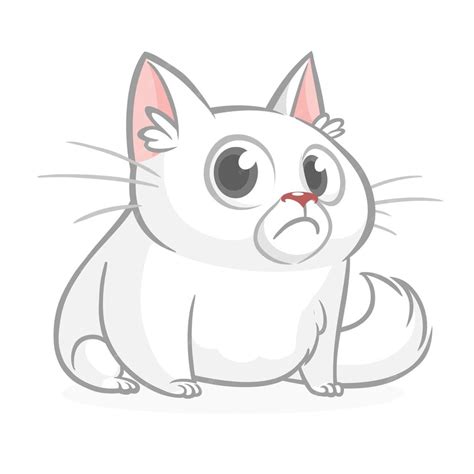 Premium Vector Cute Cartoon White Cat Illustration