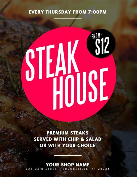 Steak House Flyer Restaurant Poster Magazine Design Cover