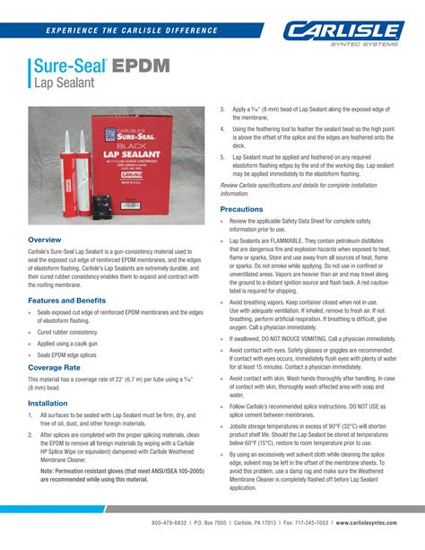 Epdm Lap Sealant Pdf