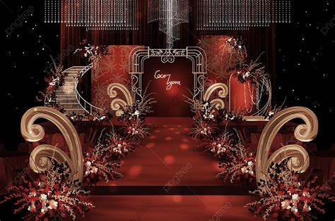 Retro European Red And Gold Baroque Pattern Palace Style Wedding