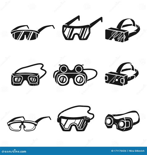 Goggles Icons Set Simple Style Stock Vector Illustration Of