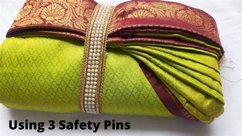 Saree Pre Pleating And Folding And Ironing Tutorial Using Oly 3 Safety Pins