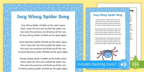 Incy Wincy Spider Song Nursery Rhymes Eyfs Ks1