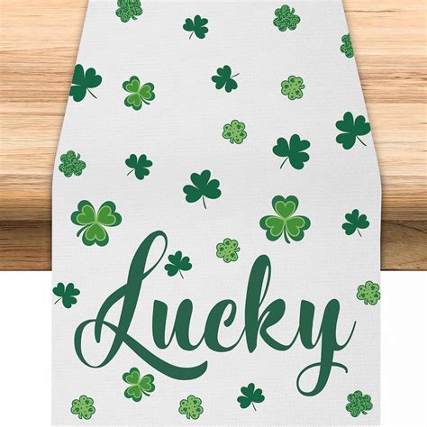 Amazon St Patricks Day Table Runner Lucky Clover Shamrocks Table