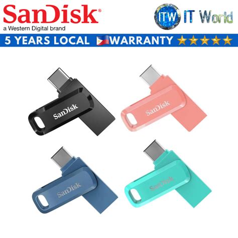 Sandisk 64gb Ultra Dual Drive Go Usb Type C Flash Drive Black Peach Navy Blue Green