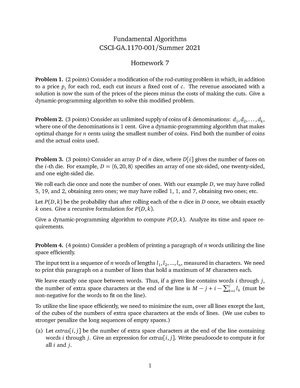 Hw Homework Fundamental Algorithms Csci Ga Summer