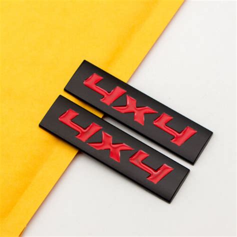 2x Black Red Metal 4x4 Logo 4wd Emblem Fender Trunk Awd Badge Sticker