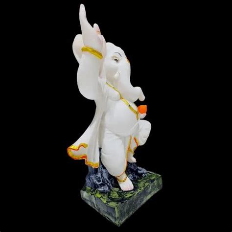 Colourful Poly Resin Marble Dust Dancing Ganesha White Marble Look