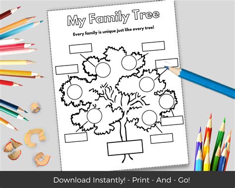 My Family Tree Worksheet Preschool Printables Kindergarten - Etsy