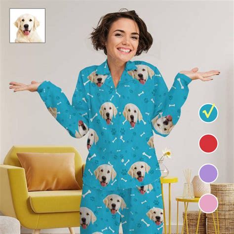 Custom Face Pajamas My Pet Dog Paw And Bone Sleepwear Personalized