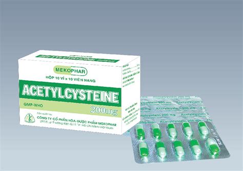 Thuốc ức chế ho và long đàm Acetylcysteine 200mg MEKOPHAR hộp 10 vỉ x