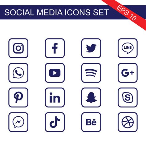 Icono Social Medios De Comunicación Facebook Logo Vector Instagram Linkedin Gorjeo