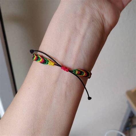 Rasta Braided Bracelet Adjustable Cord Reggae Jewelry Handmade With