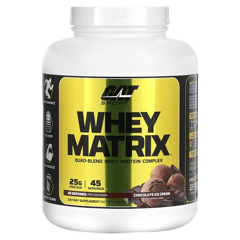 Gat Whey Matrix Quad Blend Whey Protein Complex Chocolate Ice Cream 4 5 Lbs 2 06 Kg