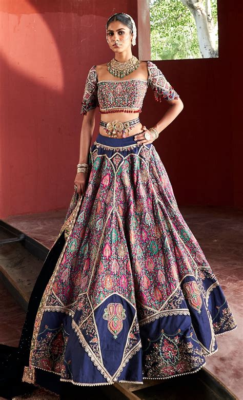 Womens Coral Jamawar Embroidered Lehenga Set Aditi Gupta