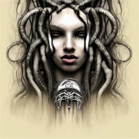 Surrealism Grunge Cartoon Portrait Sketch Of Medusa Stable Diffusion