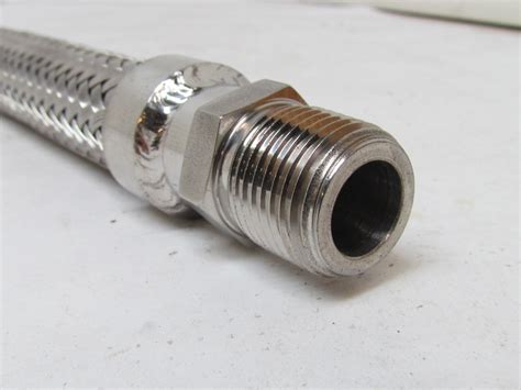 Stainless Steel Braided Hose Flexible Connector Fitting 1 2 NPT X 1 2