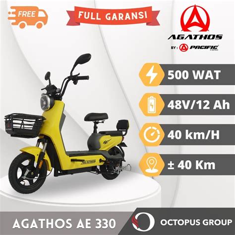 Jual Sepeda Listrik Agathos Ae 330 By Pacific 500 Watt 12 Ah Garansi