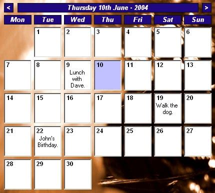 Desktop Calendar - A simple calendar that sits on your desktop