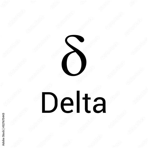 Black Delta Symbol Icon With Name Greek Alphabet Letter Stock Vector