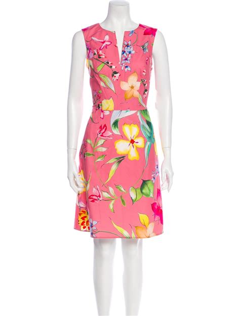 Carolina Herrera Floral Print Knee Length Dress Clothing Cao52245