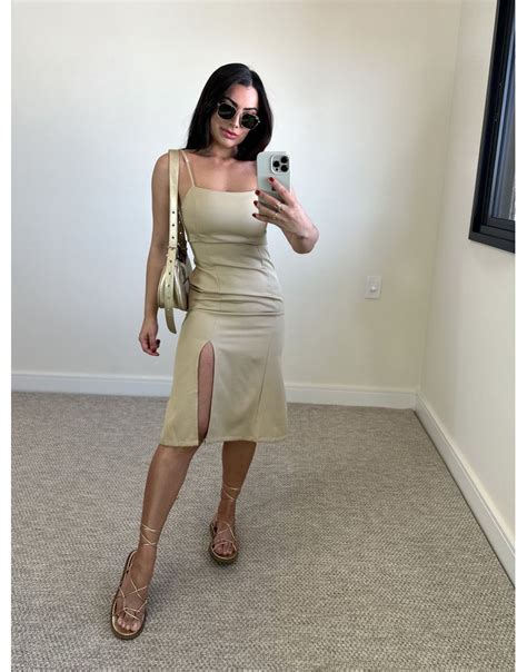 Vestido Midi Sofie Nude Loja La Mina