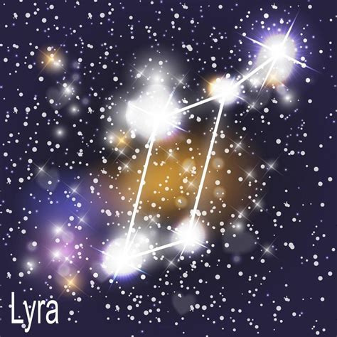 Lyra Constellation With Beautiful Bright Stars On The Background Of