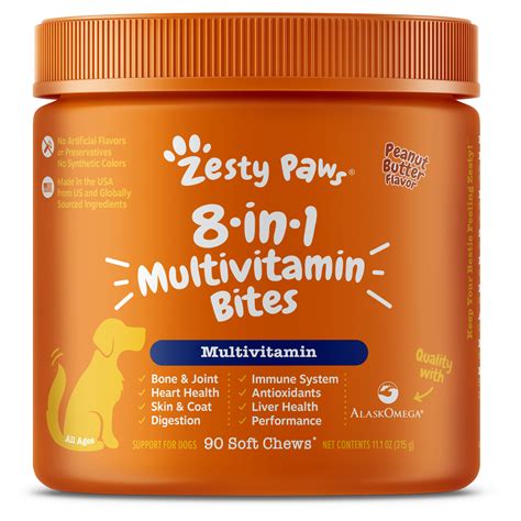 Zesty Paws Peanut Butter 8 In 1 Multivitamin Bites For Dogs 111 Oz