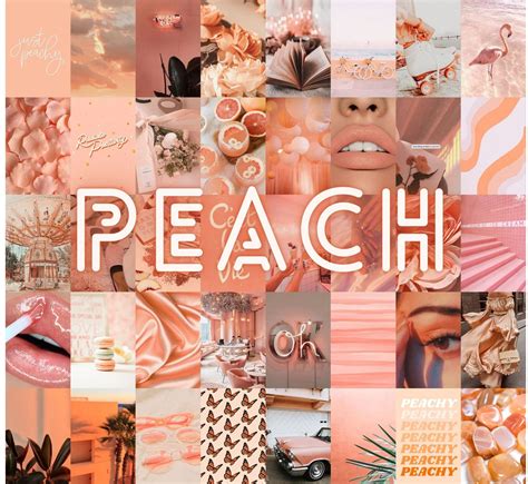 Peachy Vibe Aesthetic Photo Wall Collage Kit Pcs Instant Etsy