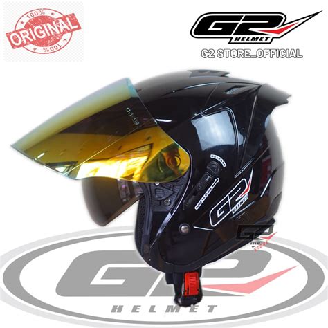 Jual Helm G Optimax Solid Black Glosy Double Visor Original Paket