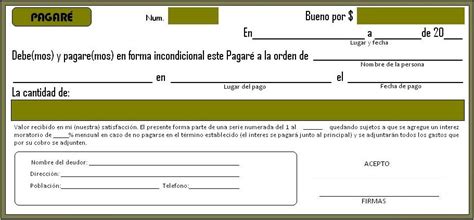 Plantilla Pagare En Word Y Pdf Descarga Gratis Images