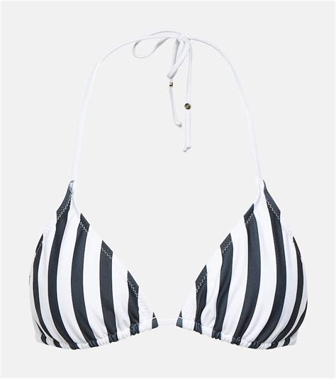 BANANHOT Striped Bikini Top White Editorialist