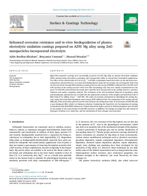 Pdf Enhanced Corrosion Resistance And In Vitro Biodegradation Of