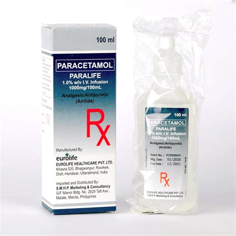 Paralife Paracetamol 10 1000mg 100ml Solution For Iv Infusion