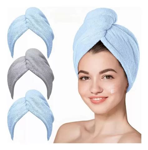 Toallas Cabello Microfibra De Secado R Pido Turbante Pcs Mercadolibre