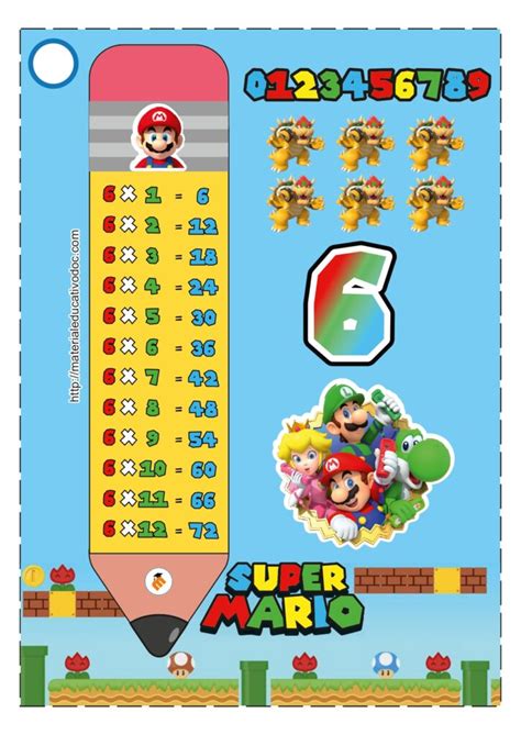 Llaveros De La Tabla De Multiplicar Tem Tica Mario Bros