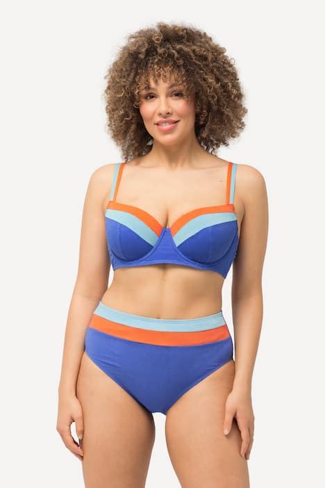Sparkling Colorblock Underwire Bikini Set Steel Blue Ulla Popken