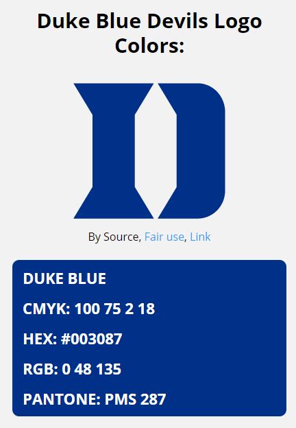 Duke Blue Devils Team Colors | HEX, RGB, CMYK, PANTONE COLOR CODES OF ...